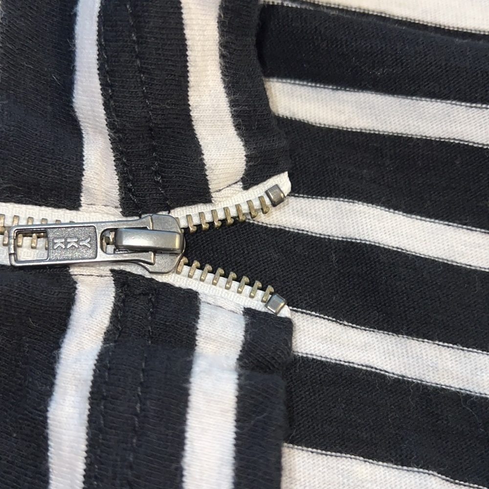 J. Crew black ivory striped shift dress side ling zippers Sz M - Picture 11 of 11